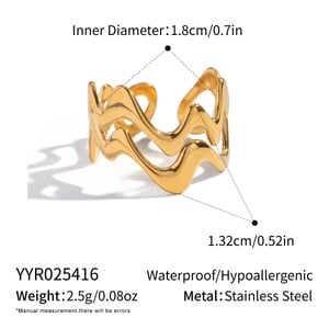 1 Piece Irregular Shape Stainless Steel Gold Color Minimalist Ring h5