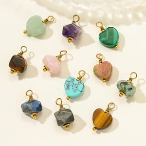 1 Piece Classic Irregular Shape Heart Natural Stones Gold Color Women's Pendants h5 Picture3