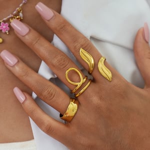 1 Piece  Irregular Shape Leaf Stainless Steel   Gold Color women's  Statement Rings h5 Picture4