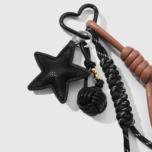 1 Stück Leder-Taschenanhänger mit gewebtem Stern und Ball h5 Bild6