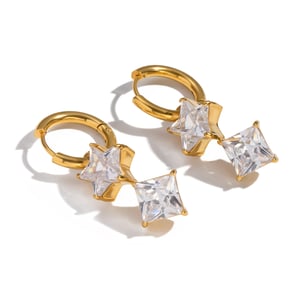 1 Pair Stainless Steel Gold Color Star Zircon Drop Earrings h5 Picture5