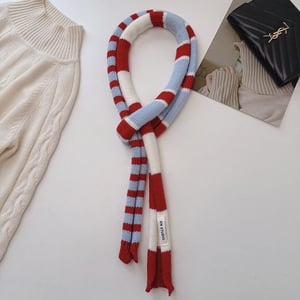 1 Piece Color-blocking Striped Knitted Scarf h5 Picture3