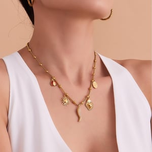 1 Piece Luxurious Pepper Stainless Steel Gold Color Women's Pendant Necklaces h5 Picture3