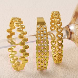 1 Piece Simple Heart Stainless Steel Gold Color Bangle h5 Picture2