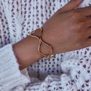 1 Piece Daily Curve Stainless Steel Gold Color Women's Cuff Bracelets h5 Picture3
