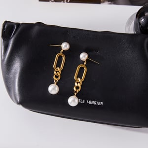 1 Pair Glamorous Circle Stainless Steel Gold Color Women's Drop Earrings h5 Picture5