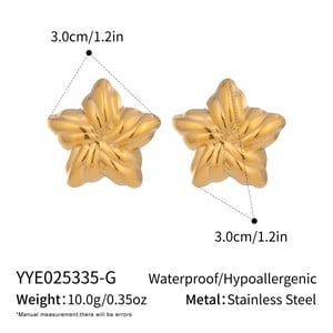 1 Pair Flower Mixed Gold Stainless Steel Stud Earrings h5