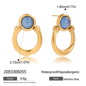 1 Paar elegante blaue Harzkreise aus Edelstahl in Goldfarbe für Damen h5 Bild2