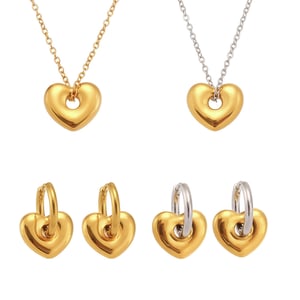 Minimalist Heart Mixed Gold&Silver Colors Stainless Steel Women's Jewelry Sets h5 Picture7