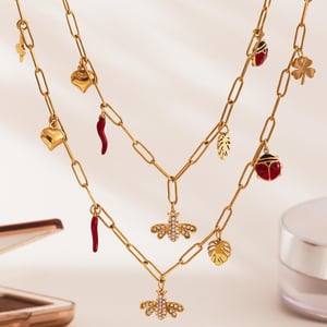 Cute Flower&Bee Stainless Steel Gold Color Zircon Women's Jewelry Sets h5 Picture6
