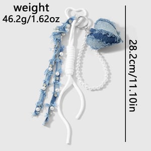 1 pieza de dije para bolso con lazo de corazón de mezclilla h5 Imagen2