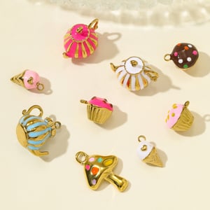1 Piece Cute Dessert Stainless Steel Gold Color Women's Pendants h5 Picture4