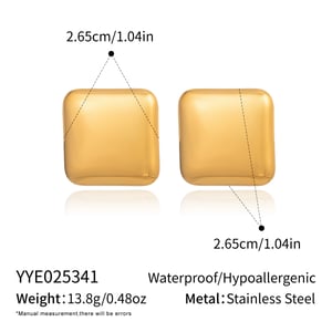 Solid Color Stainless Steel  Gold Color Earrings Set h5