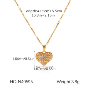 1 Piece Luxurious Series Daily Heart Stainless Steel Zircon Women's Necklaces Sets h5 Picture2