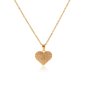 1 Piece Luxurious Series Daily Heart Stainless Steel Zircon Women's Necklaces Sets h5