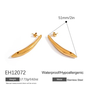 1 Pair Fish Shape Stainless Steel Gold Color Stud Earrings h5