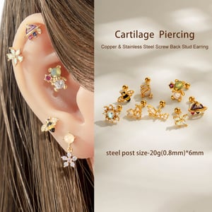 1 Stück Kupfer Gold Farbe Zirkon Piercing Ohrring h5 Bild4
