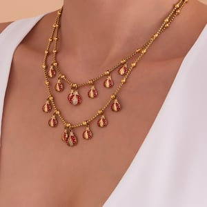 Exquisite Beetle Stainless Steel Gold Color Zircon Women's Jewelry Sets h5 Picture3