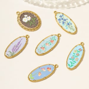 1 Piece Elegant Flower Oval Stainless Steel Gold Color Women's Pendants h5 Picture4