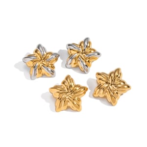 1 Pair Flower Mixed Gold Stainless Steel Stud Earrings h5 Picture6