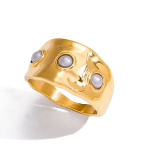 1 Stück gestaltbare Statement-Ringe aus Edelstahl in unregelmäßiger Form, goldfarben h5 