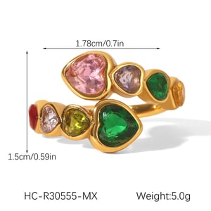 1 Piece Luxurious  Elegant Irregular Shape Stainless Steel   Gold Color  Zircon Women's Gemstone Rings h5 Picture2