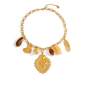 Collier avec pendentif en forme de cœur irrégulier en acier inoxydable pour femme, 1 pièce h5 