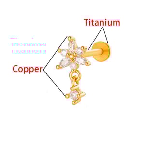 1 Piece Luxurious Rectangle Copper Gold Color Zircon Women's Piercing Earrings h5 Picture7