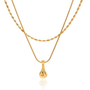 1 Piece Classic Droplet Stainless Steel Gold Color Women's Layered Necklaces h5