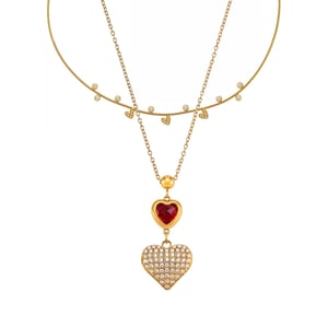 1 Piece Delicate Cute Heart Stainless Steel Gold Color Zircon Women's Pendant Necklaces h5 Picture6