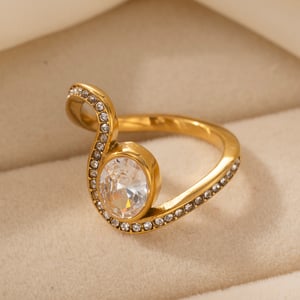 1 Stück Linienform Edelstahl Gold Farbe Zirkon Edelstein Ring h5 Bild4