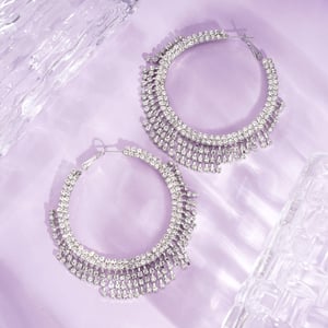 1 Pair Festive Series Circle Tassel Copper Hoop Earrings h5 Picture2