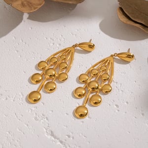 1 Pair Grape Shape Stainless Steel Gold Color Dangle Earrings h5 Picture3