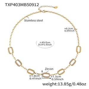 Designable Rectangular Stainless Steel Gold Color Zircon Women's Jewelry Sets h5