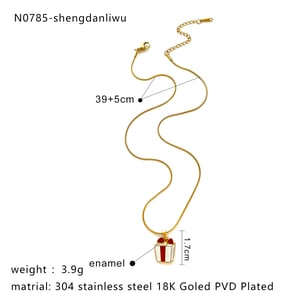 1 Piece Christmas Stainless Steel Gold Color Pendant Necklace h5 Picture2