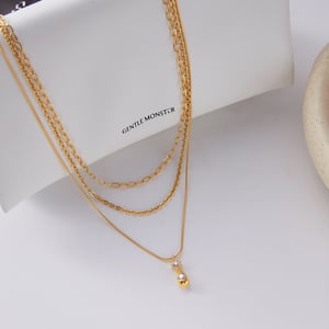 1 Piece Classic Droplet Stainless Steel Gold Color Zircon Women's Layered Necklaces h5 Picture4