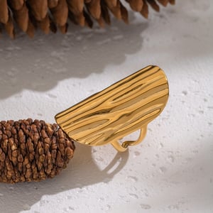 1 Stück Statement-Ring aus Edelstahl mit unregelmäßiger Form und Faden in Goldfarbe h5 Bild3