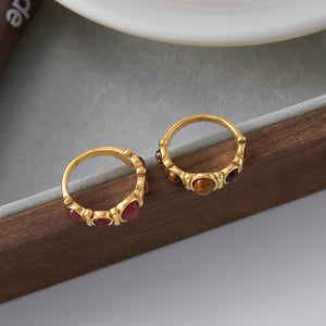 1 Piece Classic Circle Stainless Steel Gold Color Natural Stone Women's Gemstone Rings h5 Picture3