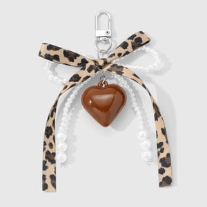 1 Piece Acrylic Heart Leopard Print Bow Knot Bag Charm h5