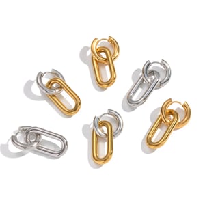 1 Pair Circle Stainless Steel Gold Color Hoop Earrings h5 Picture7