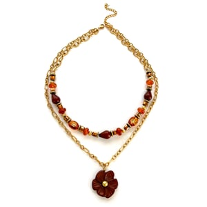 1 Piece Flower Resin Gold Color Acrylic Layered Necklace h5