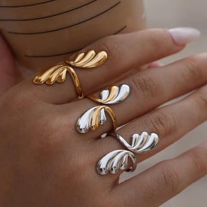 1 Piece Designable Irregular Shape Stainless Steel Gold Color Statement Rings h5 Picture5