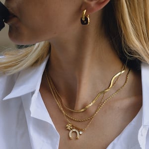 Luxurious Horseshoe-shaped Stainless Steel Gold Color Zircon Women's Jewelry Sets h5 Picture4