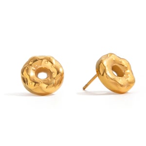 1 Pair Cute Doughnut Stainless Steel Gold Color Women's Stud Earrings h5