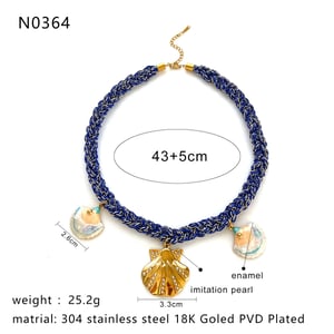 1 Piece Flower Shell Fabric Pendant Necklace h5 Picture2