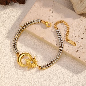 1 Piece Moon Stainless Steel Gold Color Charm Bracelet h5 Picture2