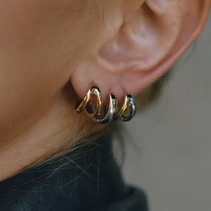 1 Pair Minimalist Gold&Silver Colors Stainless Steel Women's Hoop Earrings h5 Picture3