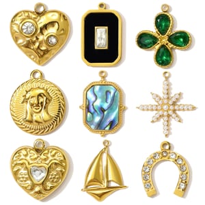 1 Piece Luxurious Heart Stainless Steel Gold Color Women's Pendants h5 Picture5