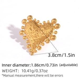 1 Piece  Retro Heart Sun Stainless Steel  Gold Color Women's Statement Rings h5 Picture2