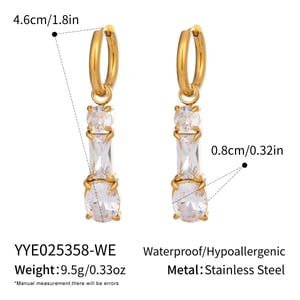 1 Paar Tropfenohrringe aus Edelstahl in Goldfarbe mit rosa Zirkonia h5 